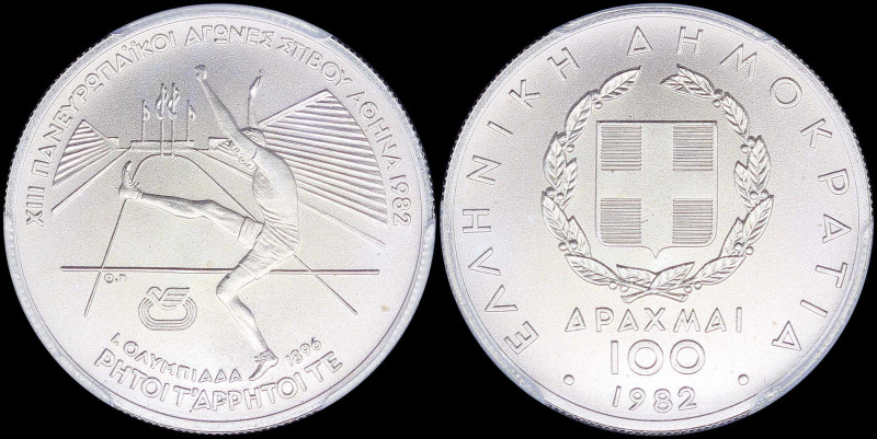 GREECE: 100 Drachmas (1982) in silver (0,900) commemorating the XIII Pan-Europea...