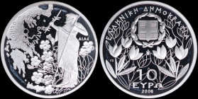 GREECE: 10 Euro (2006) in silver (0,925) commemorating the Mount Olympus National Park / Zeus. Inside its official case with CoA with no "00731". (Hel...
