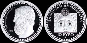 GREECE: 10 Euro (2013) in silver (0,925) commemorating the Greek Culture / Philosopher Sophocles. Inside its official case and CoA with no "0460". (KM...