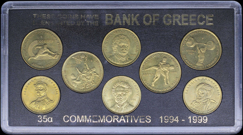 GREECE: Five mixed sets each composed of 2x 50 Drachmas (1994) (150th anniversar...