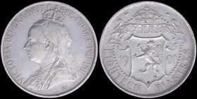 CYPRUS: 18 Piastres (1901) in silver (0,925) with crowned and veiled bust of Queen Victoria facing left. Crowned Arms divide date, denomination below ...