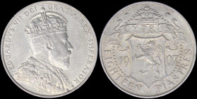 CYPRUS: 18 Piastres (1907) in silver (0,925) with crowned bust of King Edward VII facing right. Crowned Arms divide date and denomination below on rev...