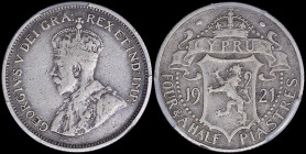 CYPRUS: 4- 1/2 Piastres (1921) in silver (0,925) with crowned bust of King George V facing left. Crowned Arms divide date, denomination below on rever...