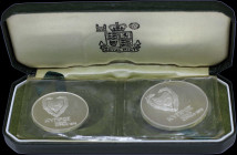 CYPRUS: Complete set of 500 Mils (1976) and 1 Pound (1976) in silver (0,925) commemorating the Refugees. Inside their official case of issue. (KM 45a+...