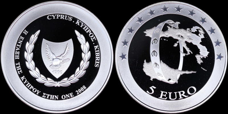 CYPRUS: 5 Euro (2008) in silver (0,925) commemorating the accession of Cyprus to...