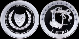 CYPRUS: 5 Euro (2008) in silver (0,925) commemorating the accession of Cyprus to the EMU with the island of Cyprus connected with a ring to Europe, on...