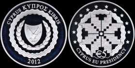 CYPRUS: 5 Euro (2012) in silver (0,925) commemorating the Cyprian presidency of European Council. Mintage: 8000 pieces. Inside official case with CoA ...