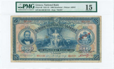 GREECE: 1000 Drachmas (1922 NEON issue / old date 4.12.1921) in blue on multicolor unpt with portrait of G Stavros at left, Demeter at center and Arms...