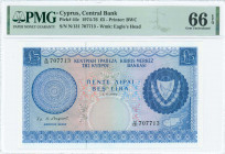 GREECE: 5 Pounds (1.6.1974) in blue on multicolor unpt with Arms at right. S/N: "N/131 707713". WMK: Eagle head. Printed by (BWC). Inside holder by PM...