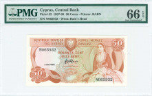 GREECE: 50 Cents (1.10.1988) in light brown on green and multicolor unpt with woman seated at right and Arms at top left center. S/N: "N 065932". WMK:...