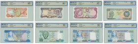 GREECE: Mixed lot of 8 banknotes composed of 50 Cents (1.11.1989), 1 Pound (1.10.1996), 5 Pounds (1.9.1995), 10 Pounds (1.2.1992), 20 Pounds (1.2.1992...