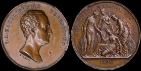 GREECE: Bronze medal (1828) from the collection of medals that were engraved by Konrad Lange with Governor Kapodistrias. The figure of Greece is stand...
