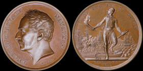 GREECE: Bronze commemorative medal (1825 dated) from the collection of medals that were engraved by Konrad Lange. Andreas Miaoulis on obverse. Fame in...