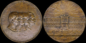 GREECE: Bronze medal commemorating the 60th Anniversary (1841-1901) of National Bank of Greece (1902). Portraits of the first four bank governors (G.S...