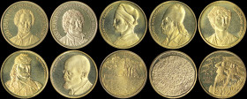 GREECE: Mixed lot of 12 medals composed of 2 medals (1998) commemorating Rigas Feraios & Dionysios Solomos, 4 medals (2001) commemorating the 180 year...