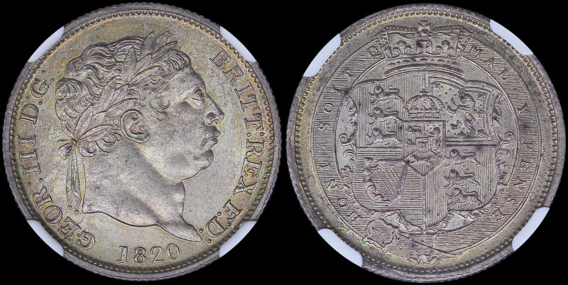 GREAT BRITAIN: 1 Shilling (1820) in silver (0,925) with head of George III facin...