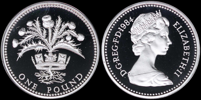 GREAT BRITAIN: Proof piedfort coin of 1 Pound (1984) in silver (0,925) (similar ...