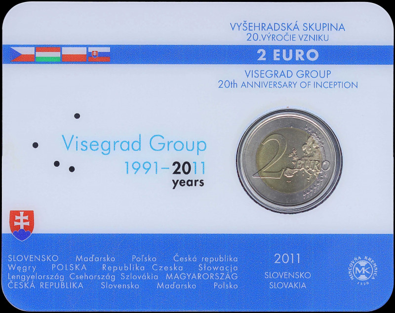 SLOVAKIA: 2 Euro (2011) in bi-metal commemorating the 20th Anniversary of Visegr...