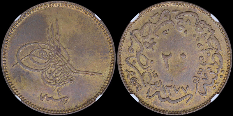 TURKEY: 20 Para [AH1277//4 (=1861 / 1867)] in copper with Toughra. Value in cent...