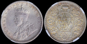 INDIA / BRITISH: 1/4 Rupee [1917 (c)] in silver (0,917) with crowned bust of George V (type II) facing left. Denomination and date within circle on re...
