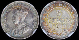 CANADA / NEWFOUNDLAND: 5 Cents (1919 C) in silver (0,925) with head of King Edward VII facing left. Denomination and date within circle on reverse. In...