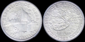 CUBA: 20 Centavos (1952) in silver (0,900) commemorating the 50th Year of Republic with two dates on the left of flag, tower at right and denomination...