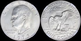 USA: 1 Dollar (1973 S) in silver (0,400) with head of Eisenhower facing left, date below. American eagle, value below on reverse. Designed by Frank Ga...