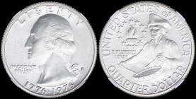 USA: 25 Cents (1976 S) in silver clad commemorating the Bicentennial of the Indepedence with head of George Washington facing left. Drummer boy on rev...