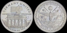 MARSHALL ISLANDS: 5 Dollars (1990 M) in copper-nickel commemorative issue for the German Unification with Marshall Islands national Arms. Map of Germa...