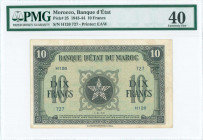 MOROCCO: 10 Francs (1.5.1943) in black on green unpt with five-pointed star at center. S/N: "H126 727". Printed by EAW. Inside holder by PMG "Extremel...