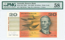 AUSTRALIA: 20 Dollars (ND 1983) in black on multicolor unpt with portrait of Sir Charles Kingsford-Smith at right. S/N: "VQF 762185". WMK: Captain Coo...