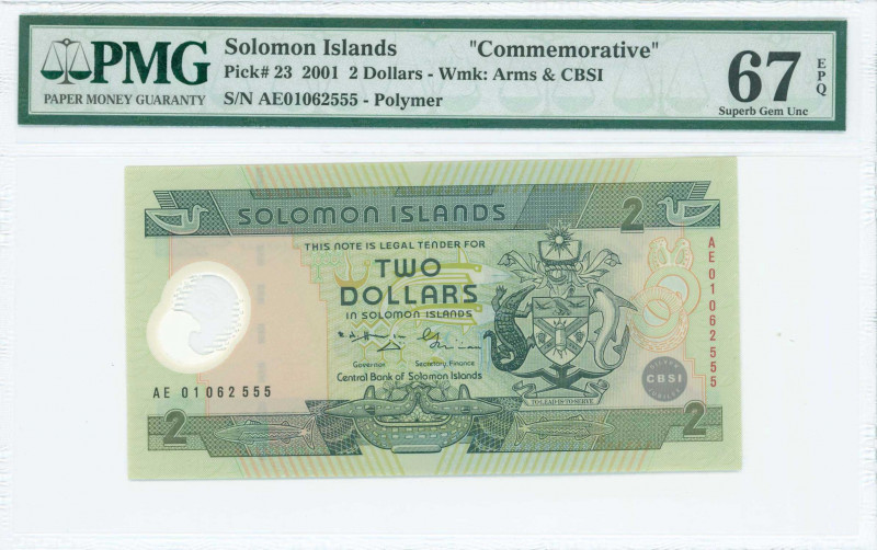 SOLOMON ISLANDS: 2 Dollars (2001) commemorating issue for the 25th Anniversary o...