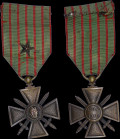 FRANCE: War Cross (Croix de Guerre) (1914-16) instituted on 8 April 1915. Awarded for courage while facing the enemy. With full original ribbon and a ...