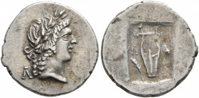 LYCIAN LEAGUE. Late 1st century BC-early 1st century AD. Hemidrachm (Silver, 15 mm, 1.96 g, 12 h), Masikytes. Λ-[Υ] Laureate head of Apollo to right. ...