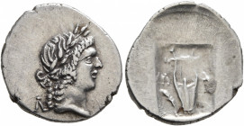 LYCIAN LEAGUE. Late 1st century BC-early 1st century AD. Hemidrachm (Silver, 16 mm, 1.48 g, 12 h), Masikytes. Λ-[Υ] Laureate head of Apollo to right. ...