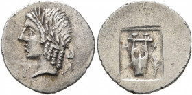 LYCIAN LEAGUE. Late 1st century BC-early 1st century AD. Hemidrachm (Silver, 16 mm, 1.70 g, 11 h), Masikytes. Λ-Υ Laureate head of Apollo to left. Rev...
