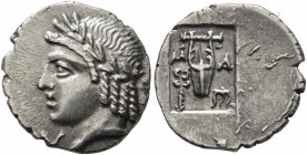 LYCIAN LEAGUE. Late 1st century BC-early 1st century AD. Hemidrachm (Silver, 16 mm, 1.69 g, 1 h), Masikytes. Y-[Λ] Laureate head of Apollo to left. Re...