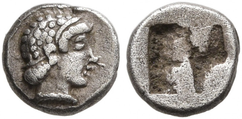 WESTERN ASIA MINOR, Uncertain. 5th century BC. Hemiobol (Silver, 5 mm, 0.22 g). ...