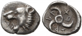 DYNASTS OF LYCIA. Uncertain dynast. Hemiobol (?) (Silver, 7 mm, 0.24 g). Roaring head of a lion to left. Rev. &#66203;&#66196;&#66199;&#66197;&#66204;...