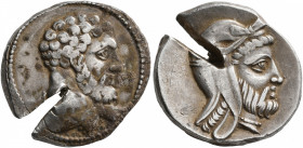CILICIA. Mallos. Tiribazos, satrap of Lydia, 388-380 BC. Stater (Silver, 22 mm, 9.98 g, 7 h). Head of Herakles to right, lion skin tied around beck. R...