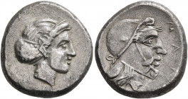 CILICIA. Mallos. Tiribazos, satrap of Lydia, 388-380 BC. Stater (Silver, 21 mm, 10.00 g, 1 h). Head of Aphrodite to right, wearing pendant earring and...