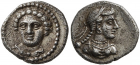 CILICIA. Tarsos. Tarkumuwa (Datames), satrap of Cilicia and Cappadocia, 384-361/0 BC. Obol (Silver, 10 mm, 0.82 g, 12 h). Head of a female facing slig...