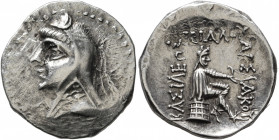 KINGS OF PARTHIA. Phriapatios to Mithradates I, circa 185-132 BC. Drachm (Silver, 19 mm, 4.07 g, 7 h), Hekatompylos. Diademed and draped bust to left,...