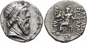KINGS OF PARTHIA. Mithradates I, 165-132 BC. Drachm (Silver, 17 mm, 4.07 g, 12 h), Seleukeia on the Tigris, circa 141-138. Diademed and draped bust of...