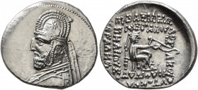 KINGS OF PARTHIA. Mithradates III, circa 87-79 BC. Drachm (Silver, 20 mm, 4.13 g, 12 h), Rhagai. Diademed and draped bust of Mithradates III to left, ...