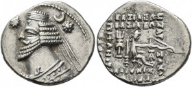 KINGS OF PARTHIA. Orodes II, circa 57-38 BC. Drachm (Silver, 20 mm, 3.86 g, 12 h), Ekbatana. Diademed and draped bust of Orodes II to left; to left, s...