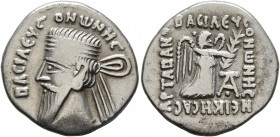 KINGS OF PARTHIA. Vonones I, circa 8-12. Drachm (Silver, 19 mm, 3.78 g, 12 h), Ekbatana. BACIΛЄYC ONⲰNHC Diademed and draped bust of Vonones I to left...