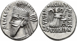 KINGS OF PARTHIA. Vonones I, circa 8-12. Drachm (Silver, 19 mm, 3.92 g, 12 h), Ekbatana. BACIΛЄYC ONⲰNHC Diademed and draped bust of Vonones I to left...