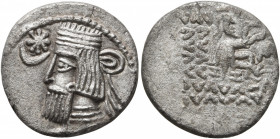 KINGS OF PARTHIA. Artabanos IV, circa 10-38. Drachm (Billon, 17 mm, 3.47 g, 12 h), Mithradatkart. Diademed and draped bust of Artabanos IV to left; to...