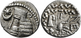 KINGS OF PARTHIA. Vardanes I, circa 38-46. Drachm (Silver, 19 mm, 3.64 g, 12 h), Mithradatkart. Diademed and draped bust of Vardanes I to left; to lef...